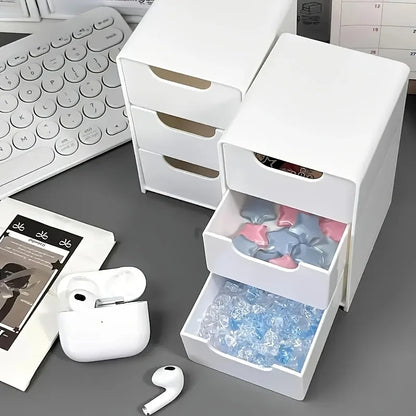 Chic 3-Tier Desk Organizer with Drawers - Ideal for Office Supplies, Jewelry & Cosmetics Storage - Portable Divider Box - im…