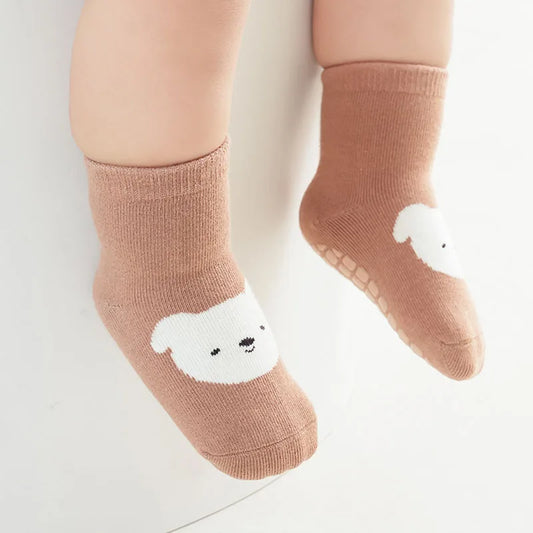6 Pairs Kids Non-Slip Socks Cute Cartoon Fox and Bear Pattern Childrens Boys Girls Floor Socks Comfortable for Toddler - ima…