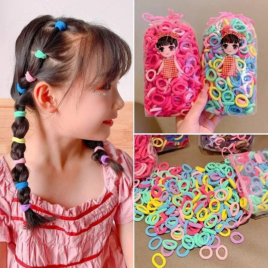 200-1000pcs Women Girls Colorful Nylon Elastic Hair Bands Ponytail Hold Small Hair Tie Rubber Bands Scrunchie Hair Accessori…
