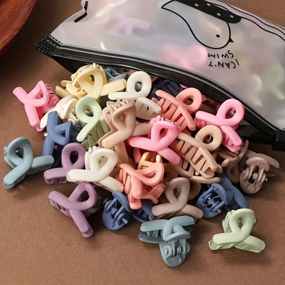 20 Pcs/bag Solid Color Matte Hollow Hair Claw Clip Candy Color Catch Barrettes Stylish Hair Accessories Suitable for Women -…