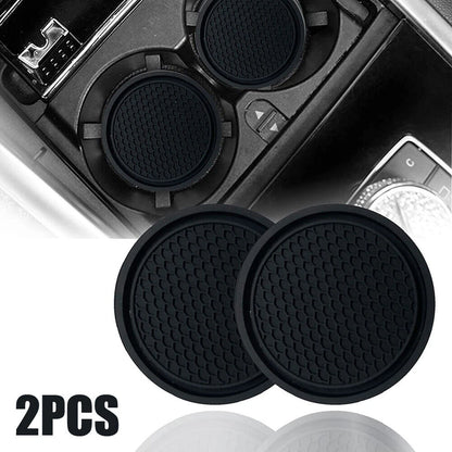 2pcs Black Car Auto Cup Holder Anti Slip Insert Coasters Pads Interior Accessories Universal Fits Perfectly For Most Cups -…