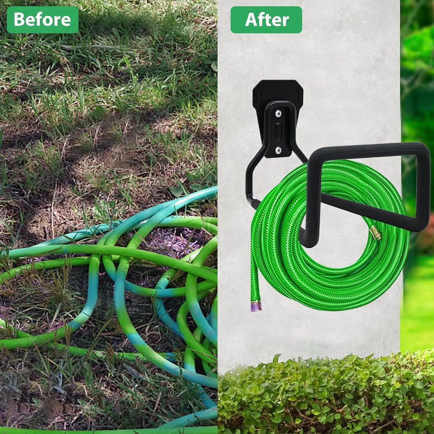 1/2 Pack Garden Hose Holder - Wall-Mounted Hose Hanger, Heavy-Duty Water Hose Holder for Outdoor/Indoor Use in the Yard, Dur…