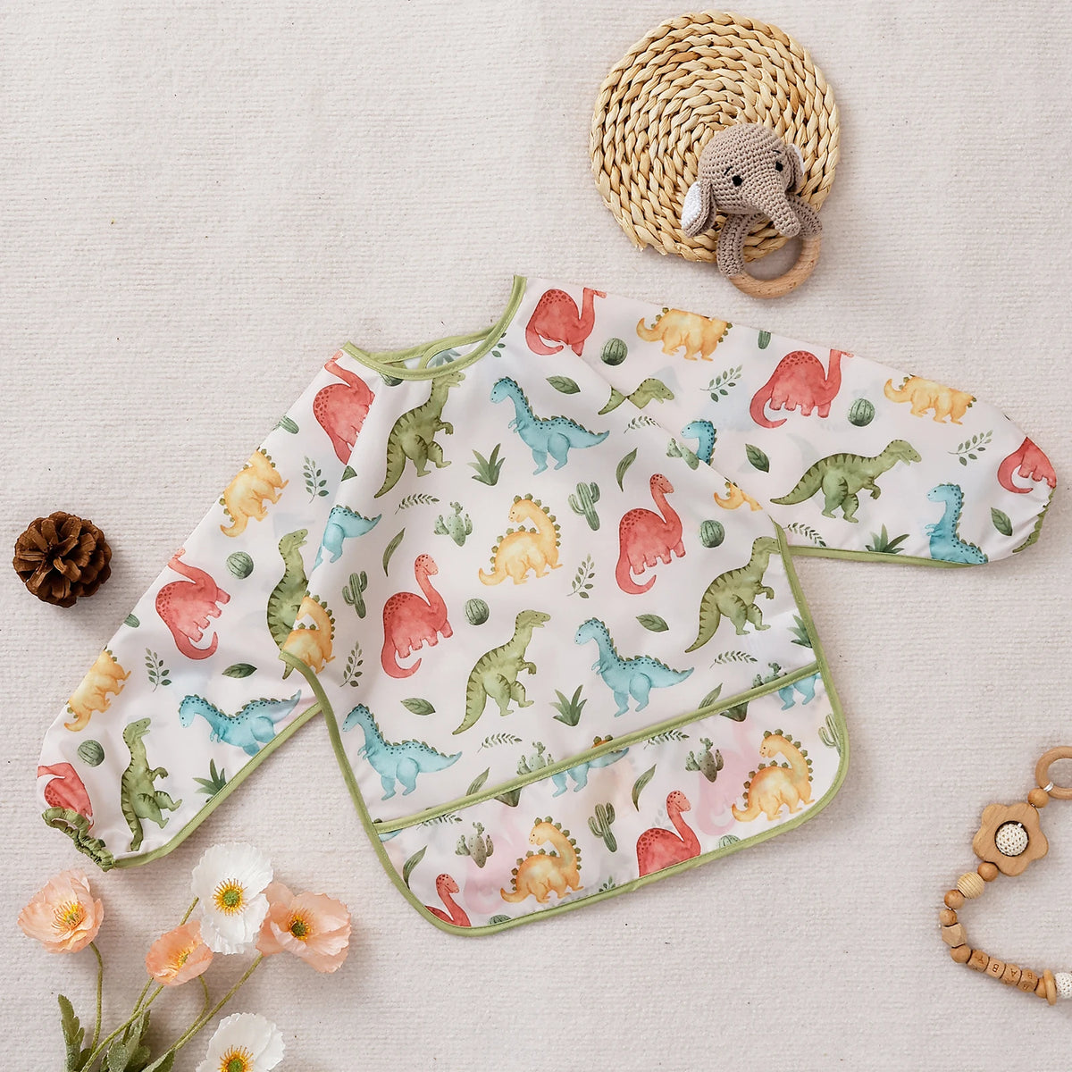 Elinfant 1PC Long Sleeve Bibs, Waterproof Feeding Bibs,Washable Burp Cloth,Coveralls Bibs,Easy To Clean,Wash-Free Eating Bib…