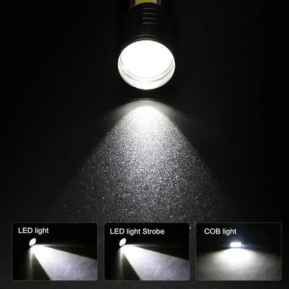 Portable Rechargeable LED Flashlight with Pen Clip Zoomable Waterproof Torch with Side Light Outdoor Camping Emergency Lante…