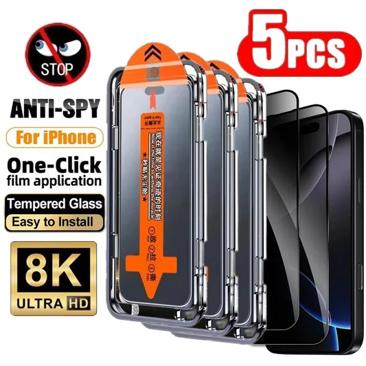1-5PCS Privacy Screen Protector for iPhone 17 Pro Max 18 16 15 14 13 12 11 16e Plus Mini Air XR XS 6 7 8 Anti-Spy Tempered G…
