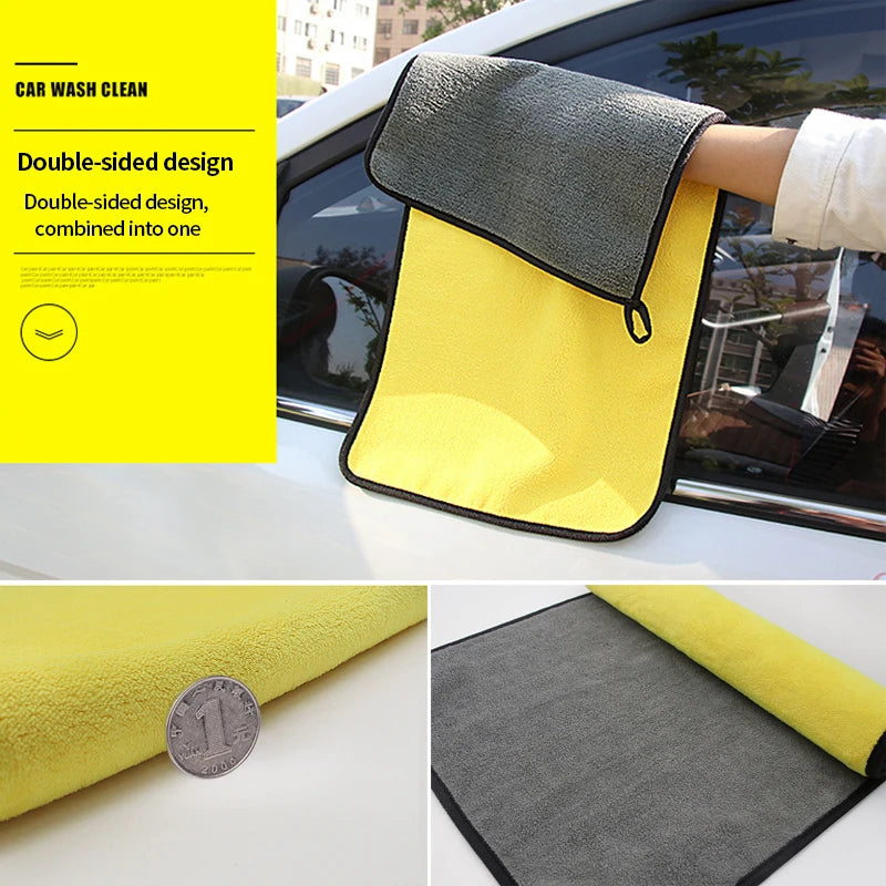 SEAMETAL Microfiber Car Washing Towel 400GSM Double-Sided Coral Velvet Clean Towels High Water Absorption Car Wash Drying Cl…