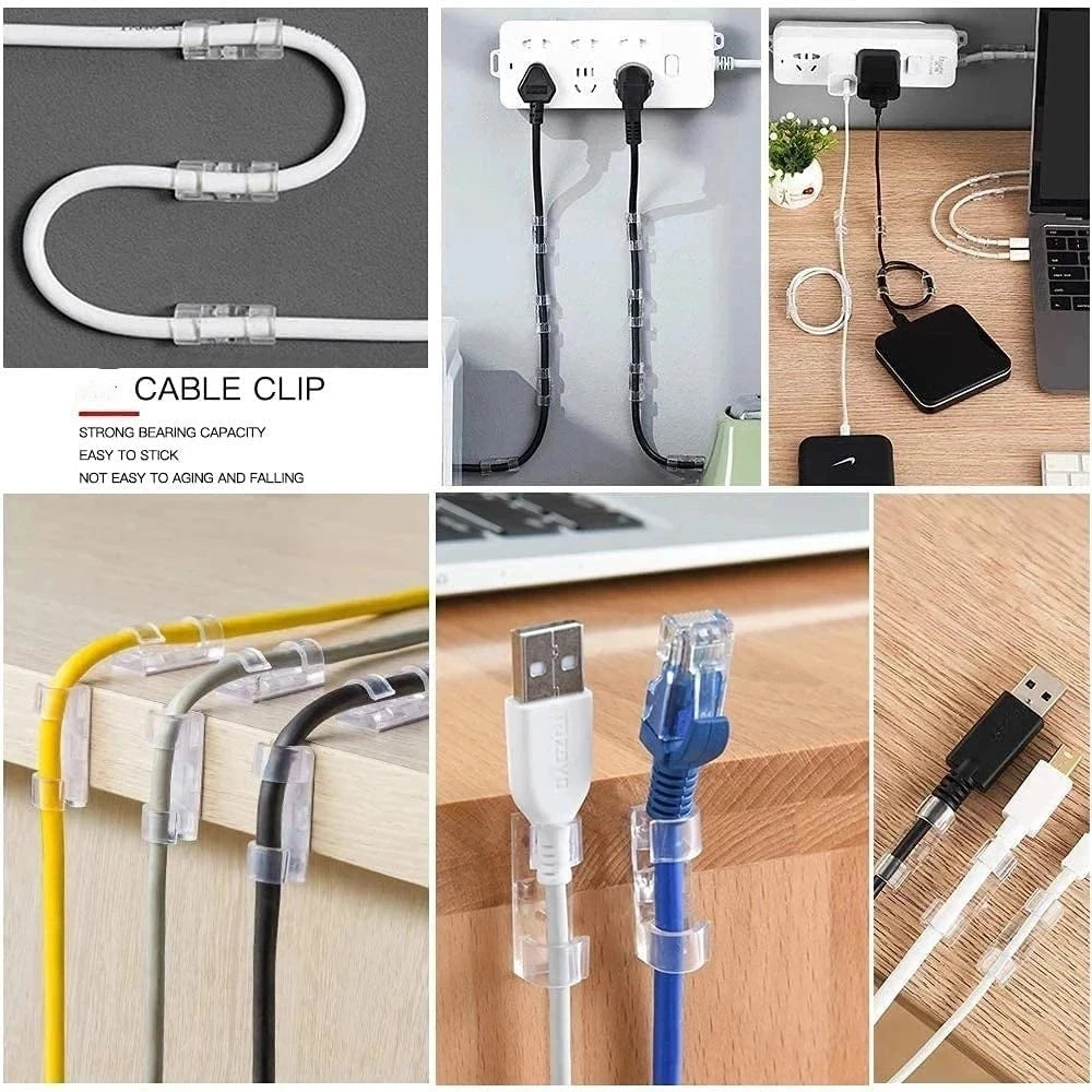 Cable Clips Organizer Drop Wire Holder Cord Management Self-Adhesive Cable Manager Fixed Clamp Wire Winder For Home Office C…