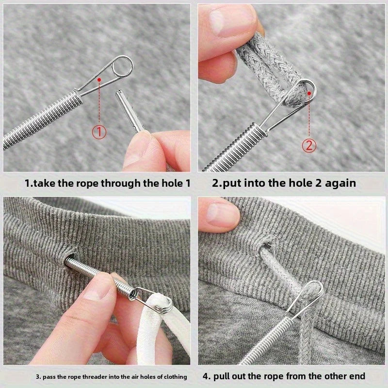 Bendable Spring Drawstring Threader Clip Pants Hoodies Elastic Band Lace Cord Flexible Drawstring Thread DIY Sewing Accessor…