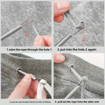 Bendable Spring Drawstring Threader Clip Pants Hoodies Elastic Band Lace Cord Flexible Drawstring Thread DIY Sewing Accessor…