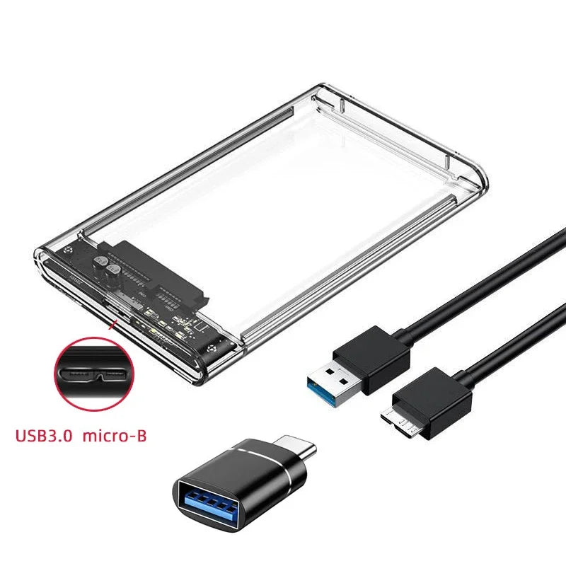 USB 3.0/Type C HDD Enclosure 2.5 inch SATA SSD External Hard Drive Case with 5Gbps Transfer Speed Clear Harddisk Boxs Tool-F…