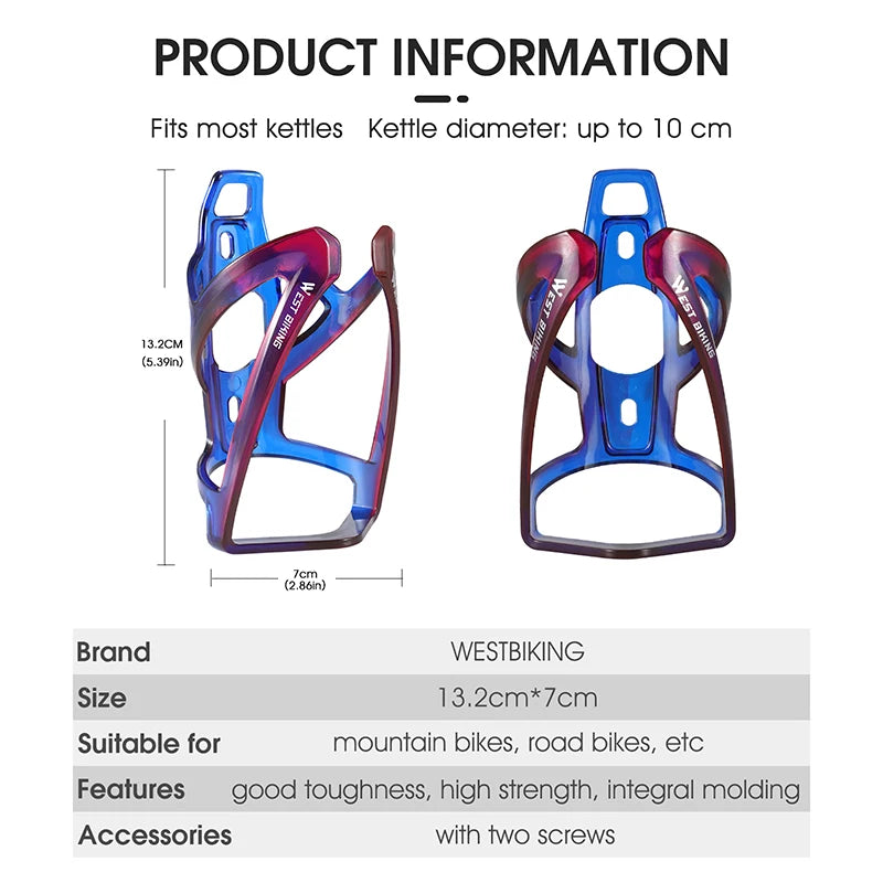 WEST BIKING Bicycle Water Bottle Cage Colorful Gradient Cycling Bottle Holder Ultralight MTB Road Bike Water Bottle Bracket…