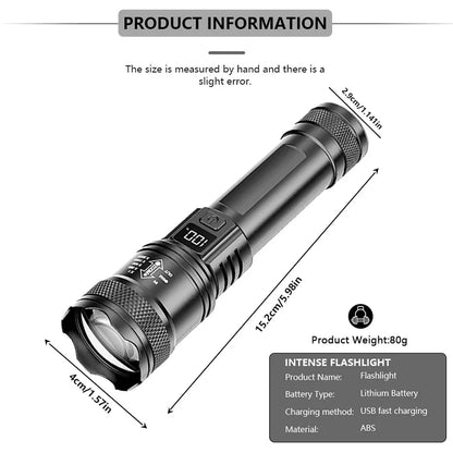 2000LM Ultra Bright P50 LED Flashlight Tactical EDC Emergency Spotlight Telescopic Zoom Handheld Torch with 14500/18650 Batt…