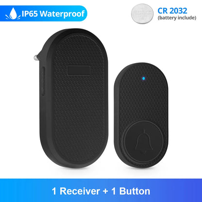 Fuers Wireless Doorbell Waterproof Welcome Chime Home Door Bell Intelligent 32 Songs Smart Melodies Alarm With Battery - ima…