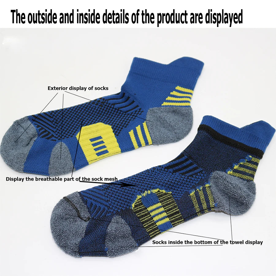 3Pair Professional Fitness Sports Socks Towel Bottom Non-Slip Running Socks Men Women Short Quick-Drying Basketball Training…