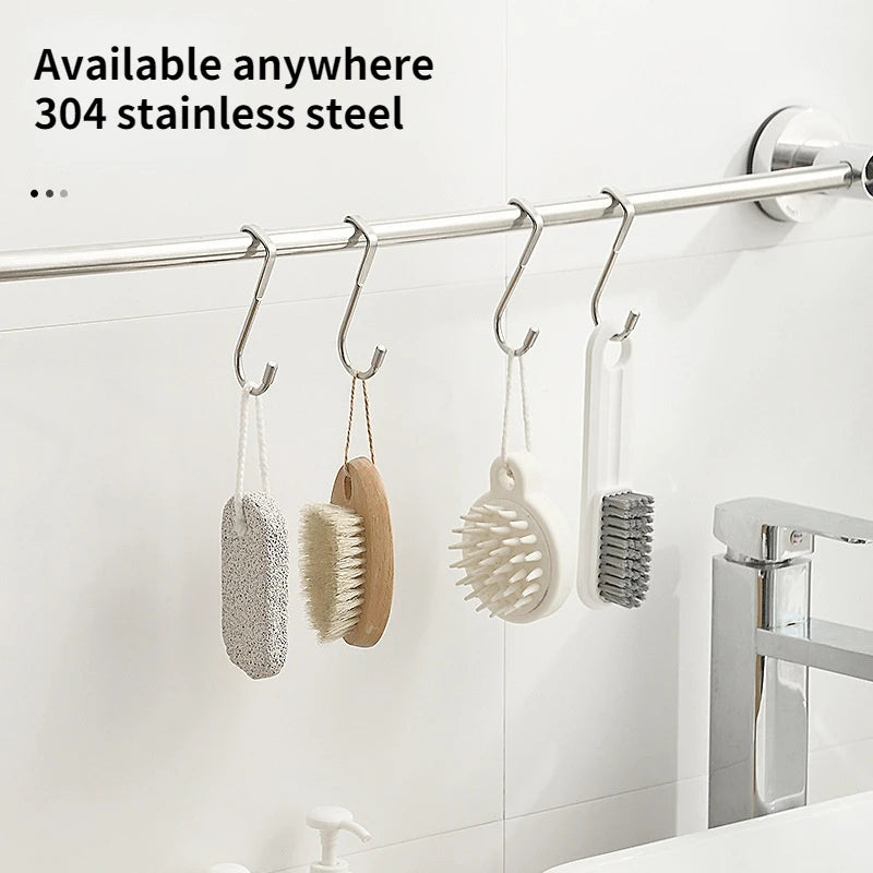 304 Stainless Steel Hook Free Punching Double S-Shape Hook Kitchen Bathroom Cabinet Door Back Type Coat Towel Storage Hanger…