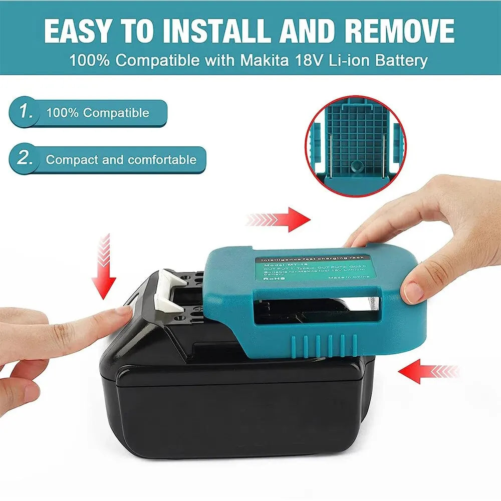 For Makita 18V With USB With Type-C Battery Holder For Makita 18V Battery BL1840 BL1850 BL1860 Charger Adapter Charging - im…