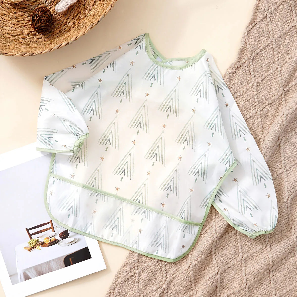 Elinfant 1PC Long Sleeve Bibs, Waterproof Feeding Bibs,Washable Burp Cloth,Coveralls Bibs,Easy To Clean,Wash-Free Eating Bib…