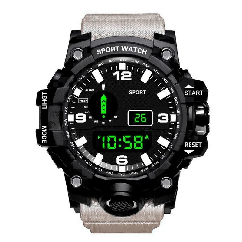 Fashion Men's Watch Sports Electronic Wristwatch Large dial Multifunctional Waterproof Luminous Alarm Kids Male's Military W…