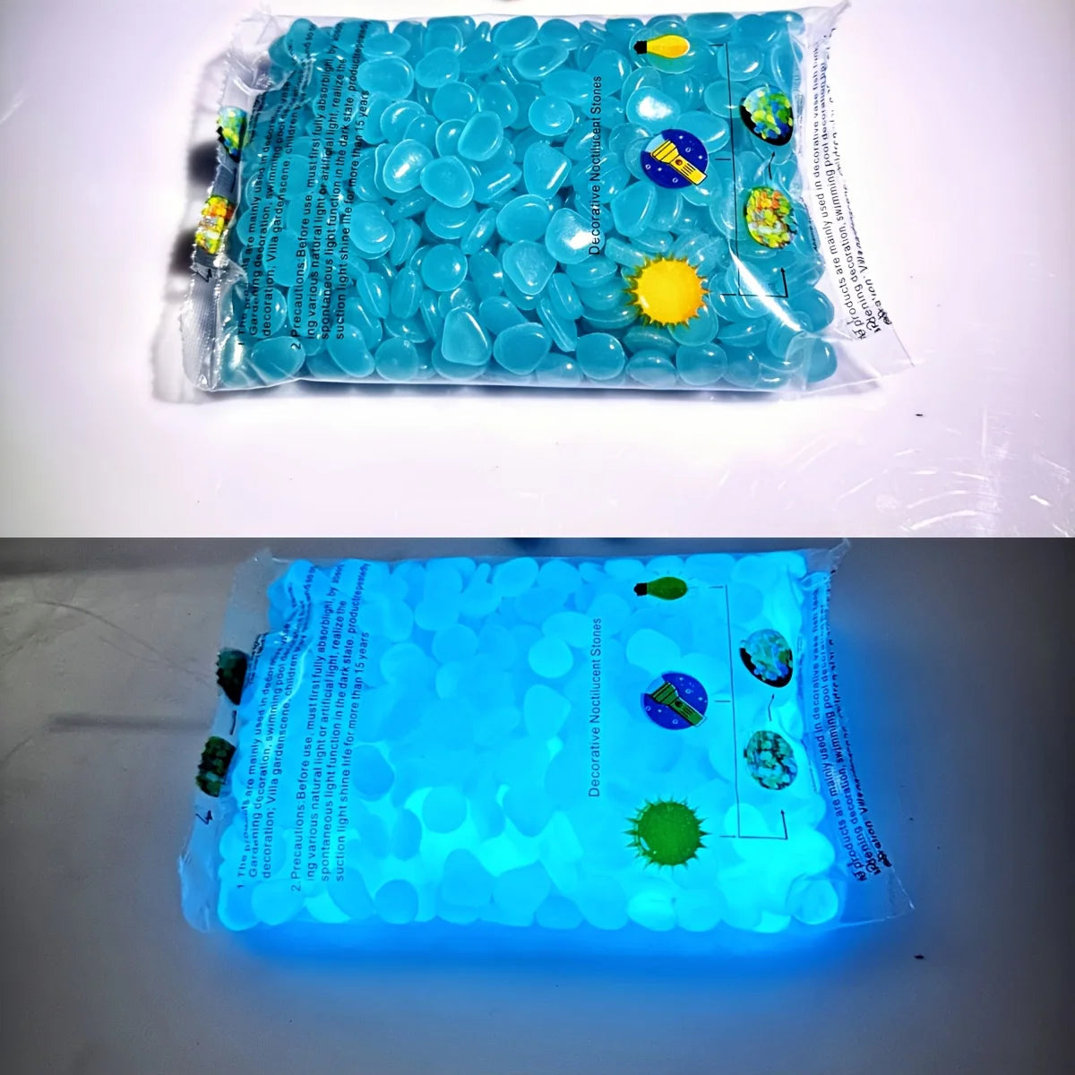 100pcs Glow In The Dark Pebbles, Resin Luminous Stones For Landscape, Garden Paths, Potted Plants, Parks, Aquarium Decor, -…