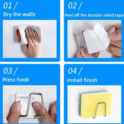 1/3/6pcs Stainless Steel Sink Sponge Rack For Sponge Steel Wire Ball Draining Paste The Inner Wall Of The Sink Kitchen Suppl…
