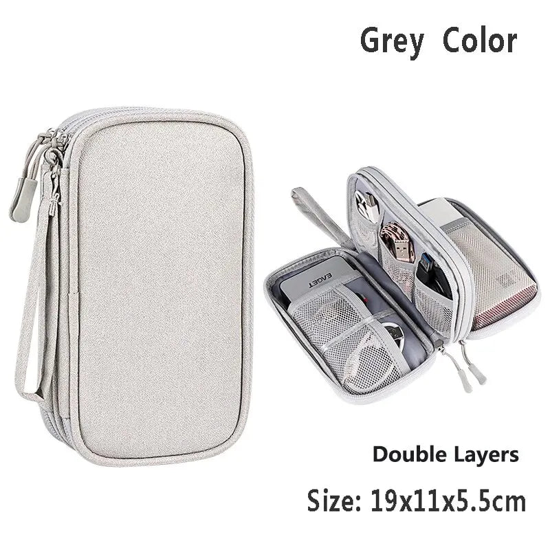 Data Cable Storage Bag Waterproof Portable Carry Case Storage Bag Travel Organizer Bag for Cable Cord USB Charger - image 13