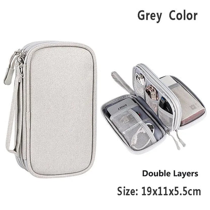 Data Cable Storage Bag Waterproof Portable Carry Case Storage Bag Travel Organizer Bag for Cable Cord USB Charger - image 13