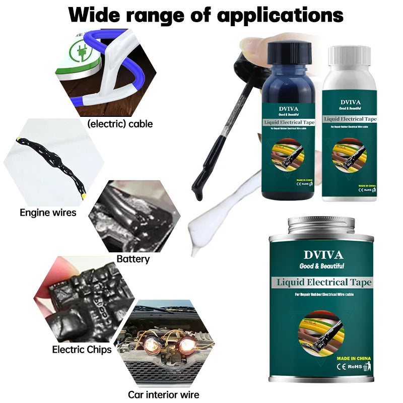 Liquid Electrical Tape Waterproof Insulation Paste Sealant Wire Cable Coat Fix Line Glue Repair Glue Insulation Glue 15~300m…