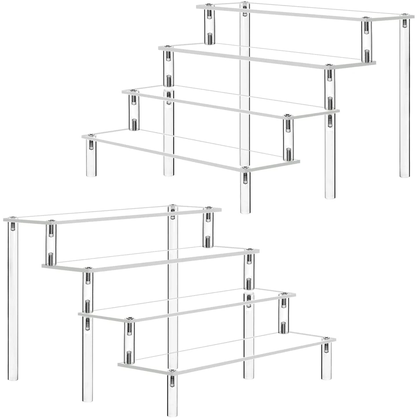 1-5 Tier Acrylic Display Stand Clear Display Riser Rack for Cupcake Perfume Doll Décor Organizer Amiibo Funko POP Figures DC…