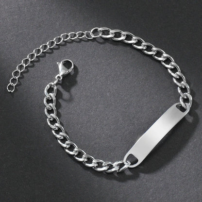 Stainless Steel Engrave Name Bracelet For Men Personalized Nameplate Date DIY Bracelets For Male Boy Jewelry Birthday Gift -…