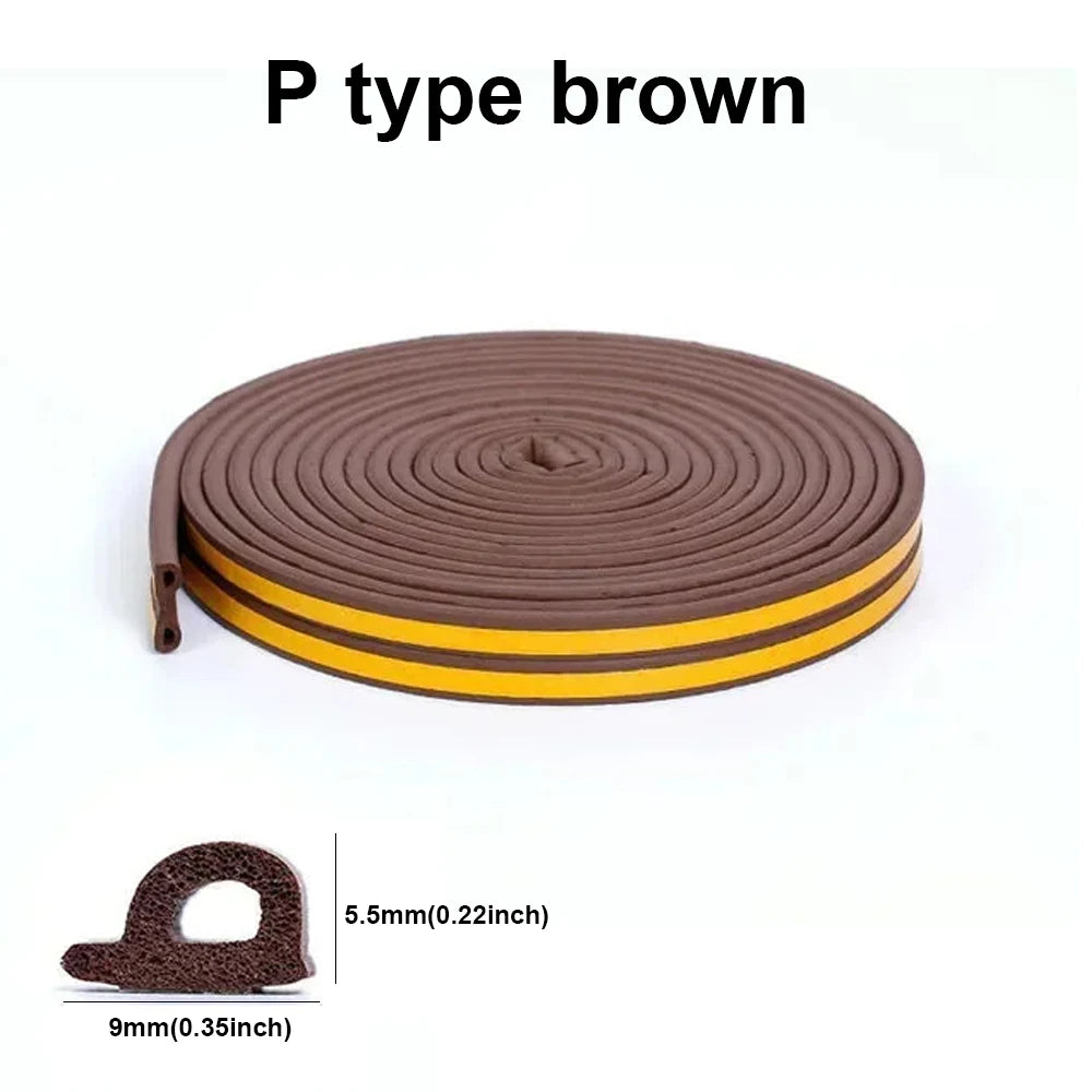 5m/10m Door Seal Strip Diep Self-adhesive Draft Stopper Tape Window Weather Stripping Insulation Noise Rubber Sealing Strip…