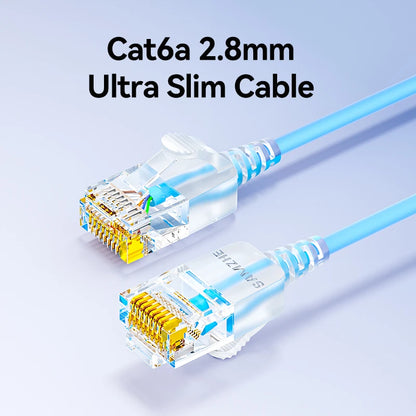 SAMZHE Slim Cat6A RJ45 Internet Cable High Speed 10Gbps 31AWG Support Cat8 Cat7 Network LAN Computer Patch Cable for PC & Ga…