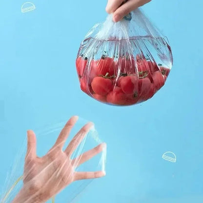 100PCS Food Covers Colorful Disposable Fridge Fresh Keep Bag Kitchen Transparent Cling Film Cover Fruit Food Freshness Seal…