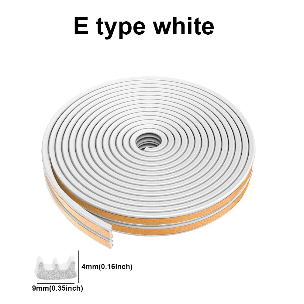 5m/10m Door Seal Strip Diep Self-adhesive Draft Stopper Tape Window Weather Stripping Insulation Noise Rubber Sealing Strip…