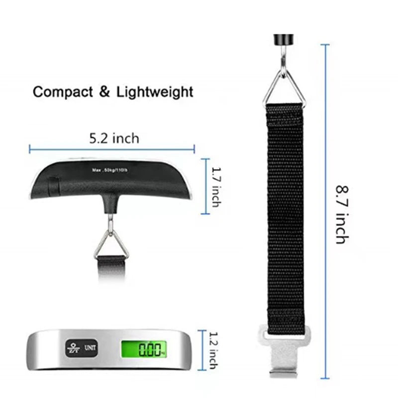 Portable Scale Digital LCD Display 110lb/50kg Electronic Luggage Hanging Suitcase Travel Weighs Baggage Bag Weight Balance T…