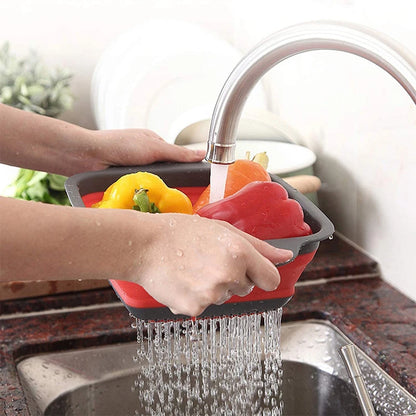 LMETJMA Square Collapsible Colander Silicone Kitchen Foldable Colander Food Vegetable Fruit Strainers Drainer JT39 - image 6