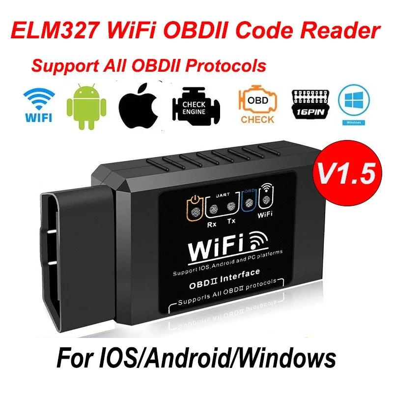 Popular ELM327 WiFi OBD2 Code Reader Scanner V1.5 Car Diagnostic Tools Car Fault Detector For Android/IOS/PC