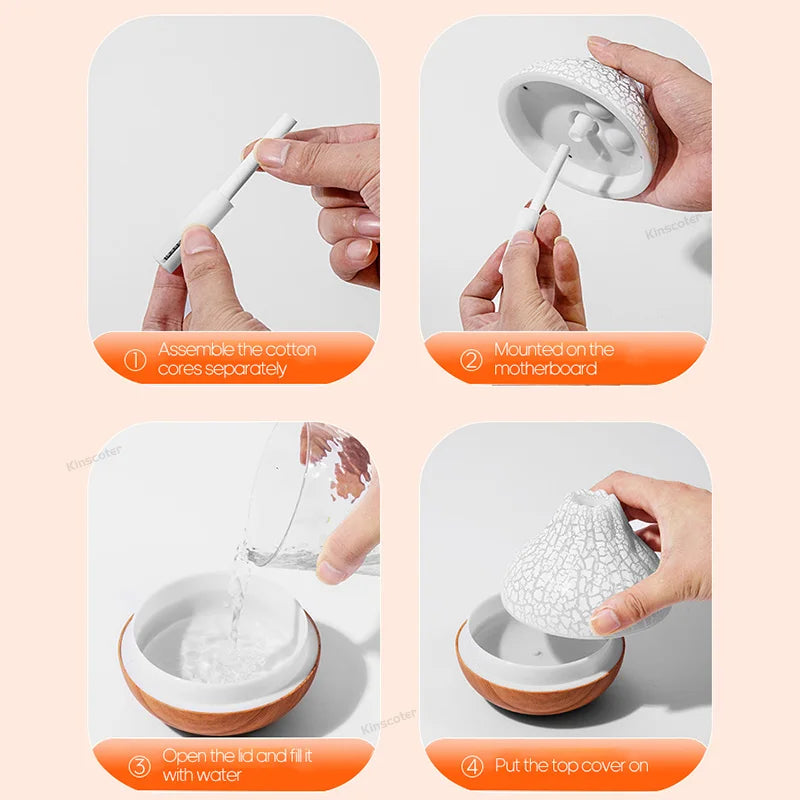 Volcano Air Humidifier 300ml Desktop USB Water Mist Diffuser Purifier Air Freshener Nebulizer with Colorful Ambient Night Li…