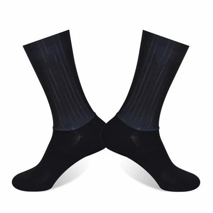 Aero Cycling Summer Anti Socks Whiteline Slip Silicone Socks Men Bicycle Sport Running Bike Socks Calcetines Ciclismo - imag…