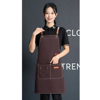Customized Canvas Apron with Logo Custom for Nail Art Baking Coffee Bubble Shop Barber Canvas Waterproof Work Uniex Clothes…