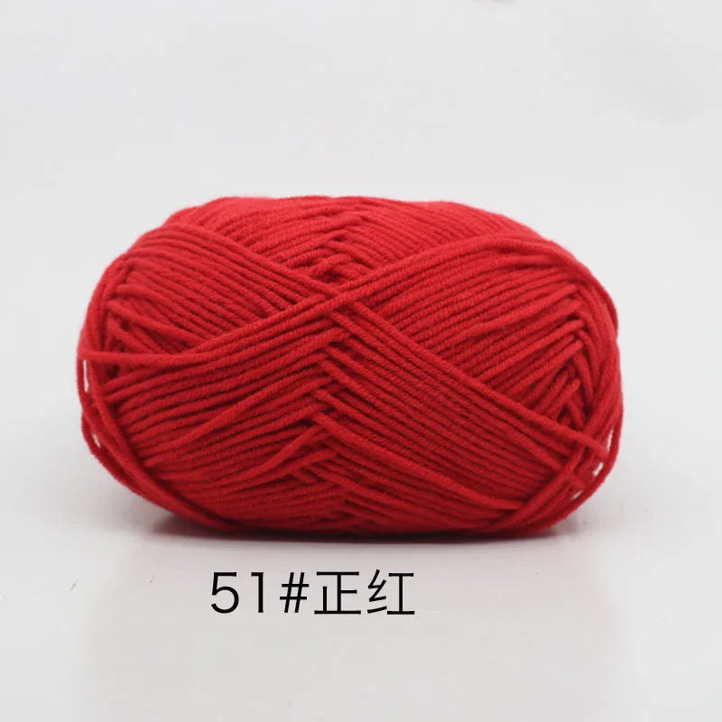 40-50g/Set 4ply Milk Cotton(80%) Knitting Yarn Needlework Dyed Lanas For Crochet Craft Sweater Hat Dolls At Low Price - imag…