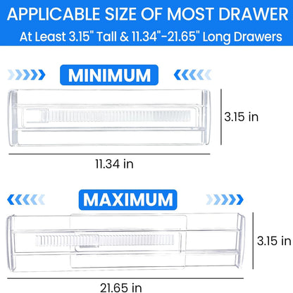 Drawer Dividers 4/6/8/12 Pack, Plastic Drawer Dividers for Baby Clothes, Kitchen Cutlery and Office Storage, Easy to Install…