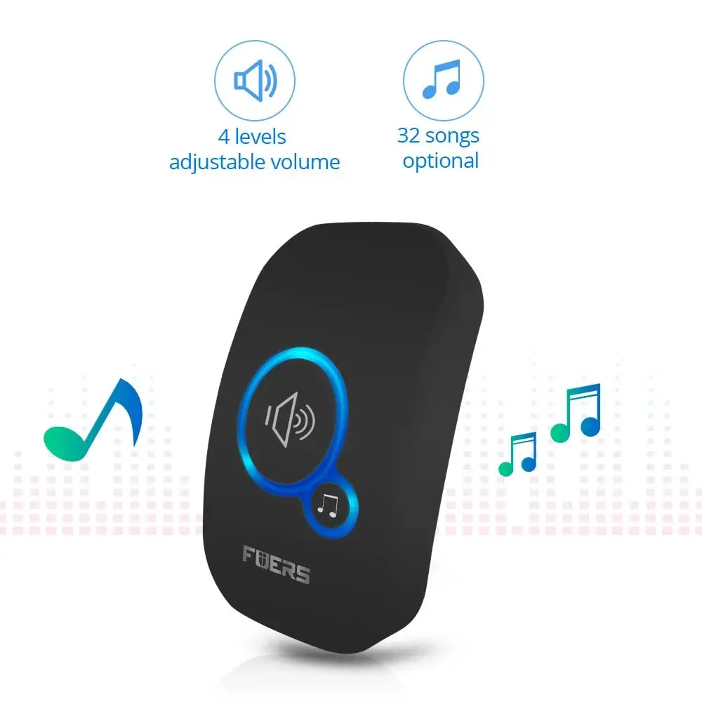 Fuers Wireless Doorbell Waterproof Door Chime Kit Welcome Chime Home Door Bell Intelligent 32 Songs Melodies Sound And LED -…