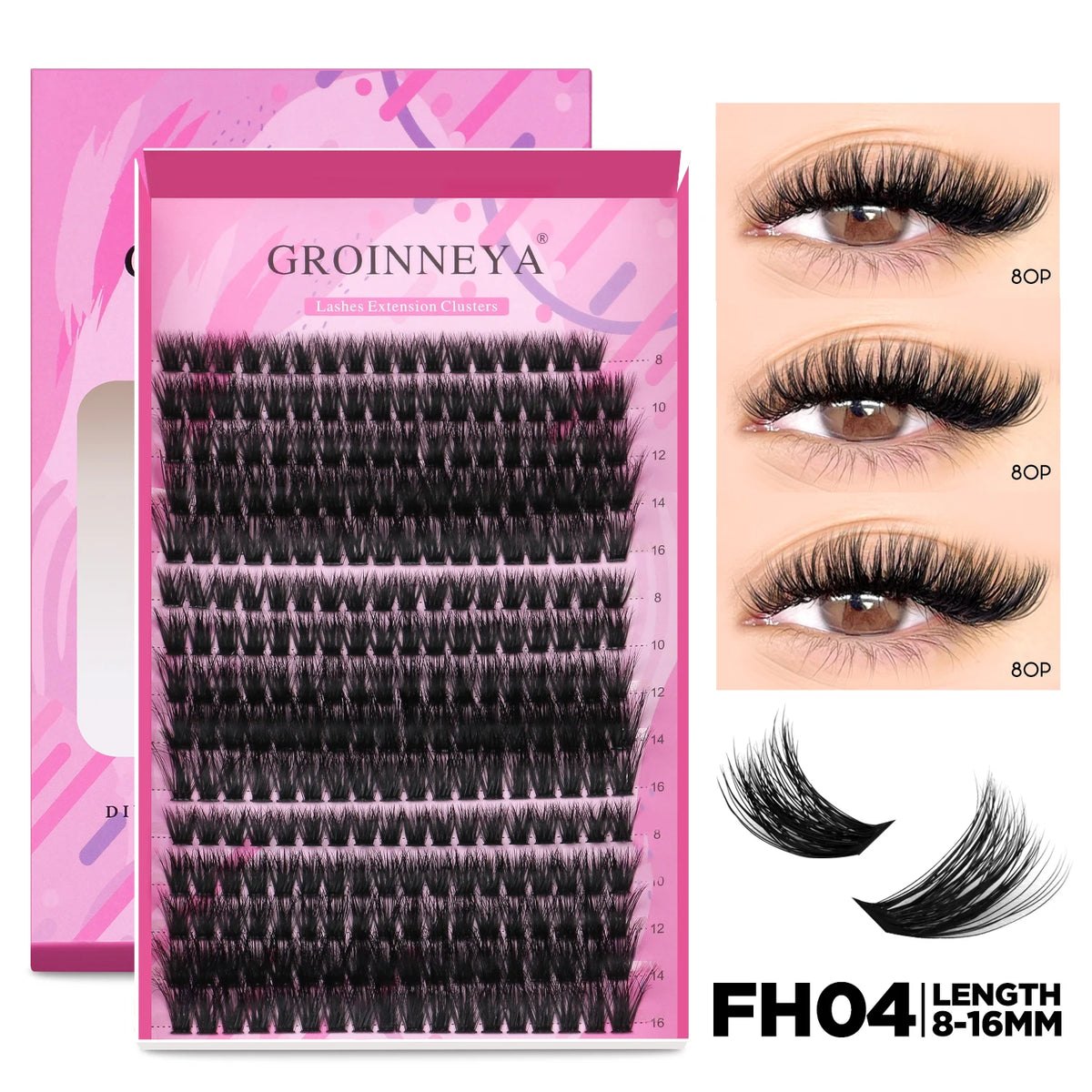 GROINNEYA DIY Lash Extension Kit Individual Lashes Cluster Mix Eyelashes Full Set Lashes Kit with Lash Bond and Seal At Home…