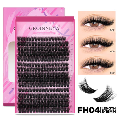GROINNEYA DIY Lash Extension Kit Individual Lashes Cluster Mix Eyelashes Full Set Lashes Kit with Lash Bond and Seal At Home…