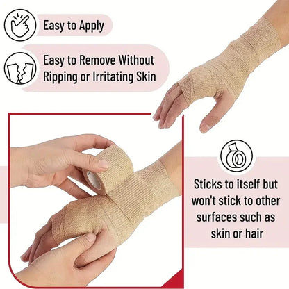 10/1Rolls Medical Adhesive Bandage Elastic Breathable Sports Self Adhesive Tape Beige Wrap Finger Tape For Wrist Ankle First…