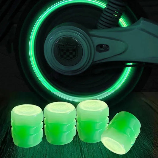 Luminous Valve Caps Fluorescent Night Car Tire Valve Caps Motorcycle Bike Glowing Decor Wheel Nozzles Tyre Cap Car Accessori…