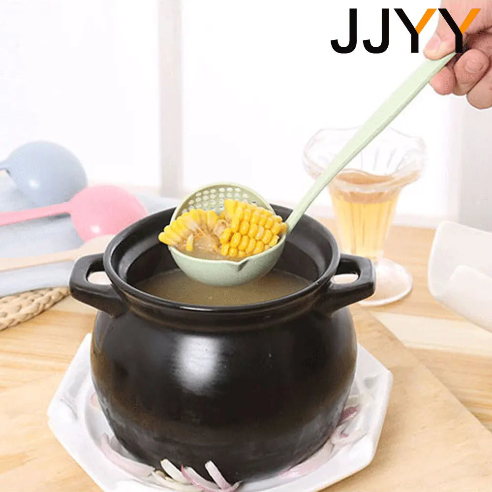 JJYY The 2 in 1 Kitchen Spoon Spoon Long handle Plastic Colander Filter Tableware Hot Pot Spoon - image 6