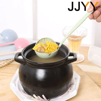JJYY The 2 in 1 Kitchen Spoon Spoon Long handle Plastic Colander Filter Tableware Hot Pot Spoon - image 6