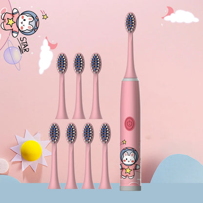 Children's Electric Toothbrush Color Cartoon Space Series Children's Soft Hair Cleaning Brush (Battery Not Included) - image…