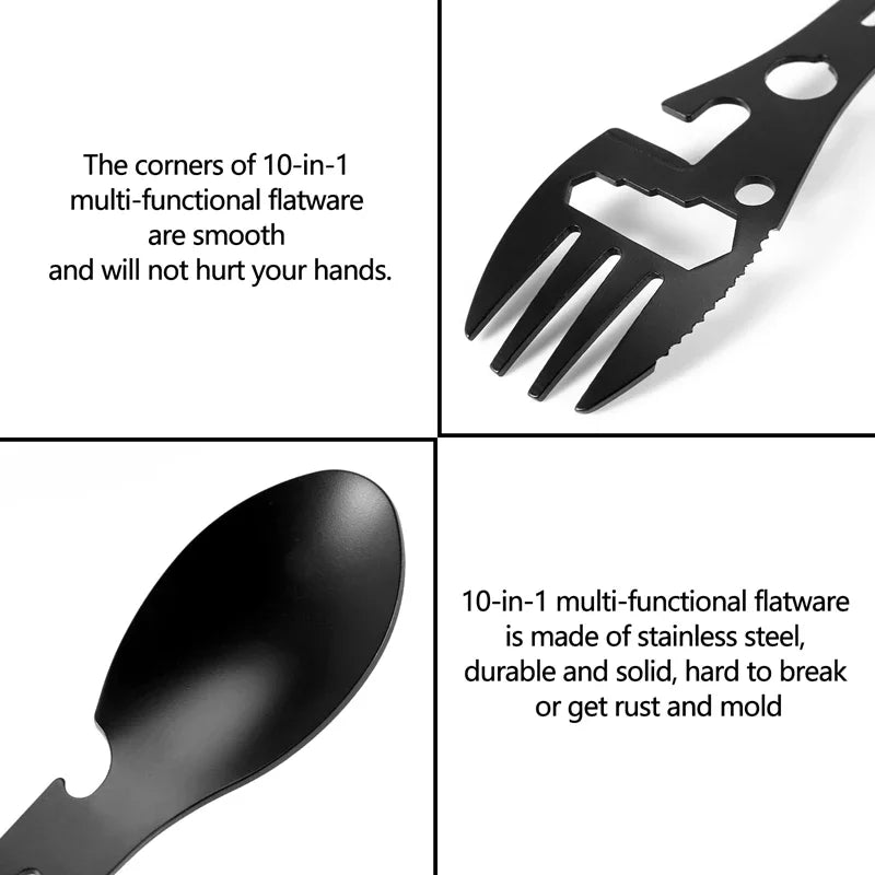 Outdoor Fork Spoon Versatile Outdoor Camping Tool Lightweight Fork Spoon Bottle Opener for Survival Tactical Utility for Eas…